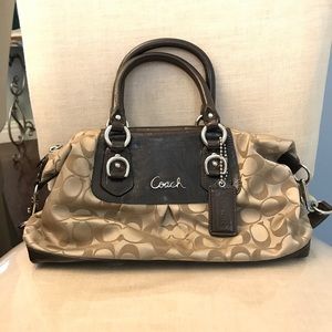 Monogram and Leather Coach Bag